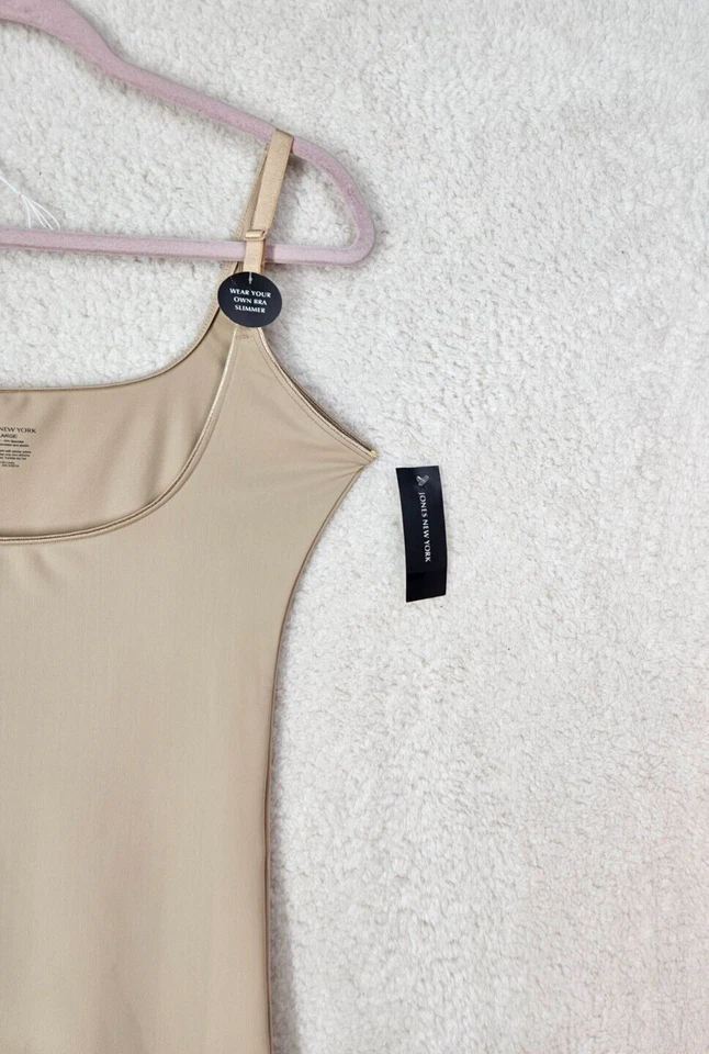 Vestido modelador de cuerpo Jones N Y para mujer extra grande nude nailon B sin mangas más delgado Foto 3 de 4