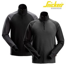 Snickers Mens Workwear Two Coloured 1/2 Zip Sweatshirt 2841 Black Grey S - XXXL