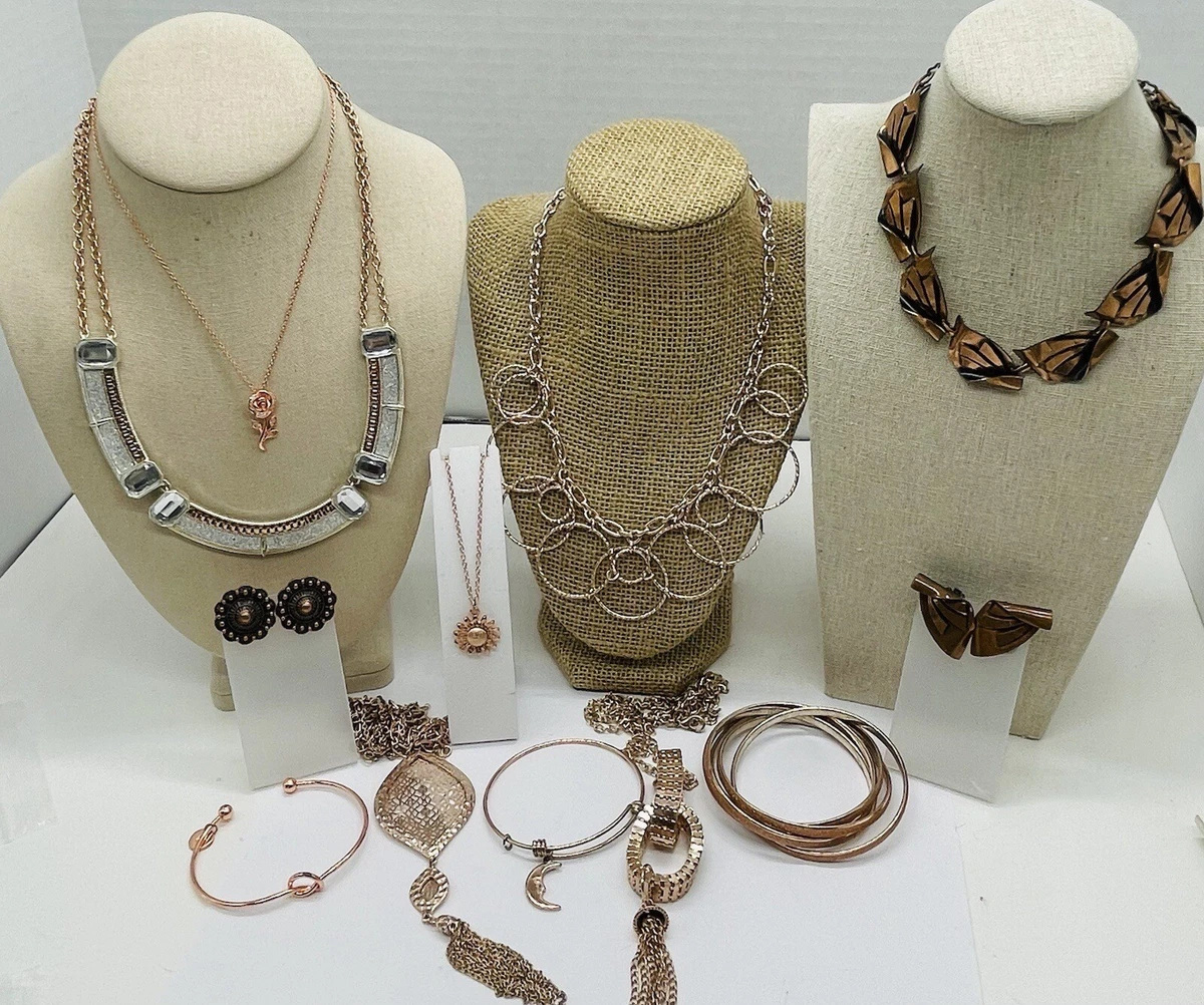 12 PC Vintage to New Jewelry Lot ROSE GOLD AND COPPER COLOR J 195