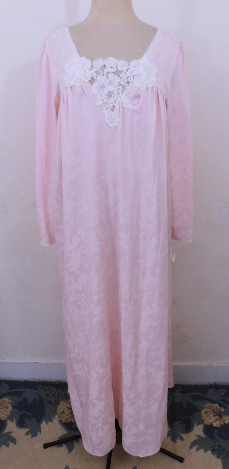 Camicia da notte Valentino intima pizzo orlo rosa raso tg S nuova con etichetta