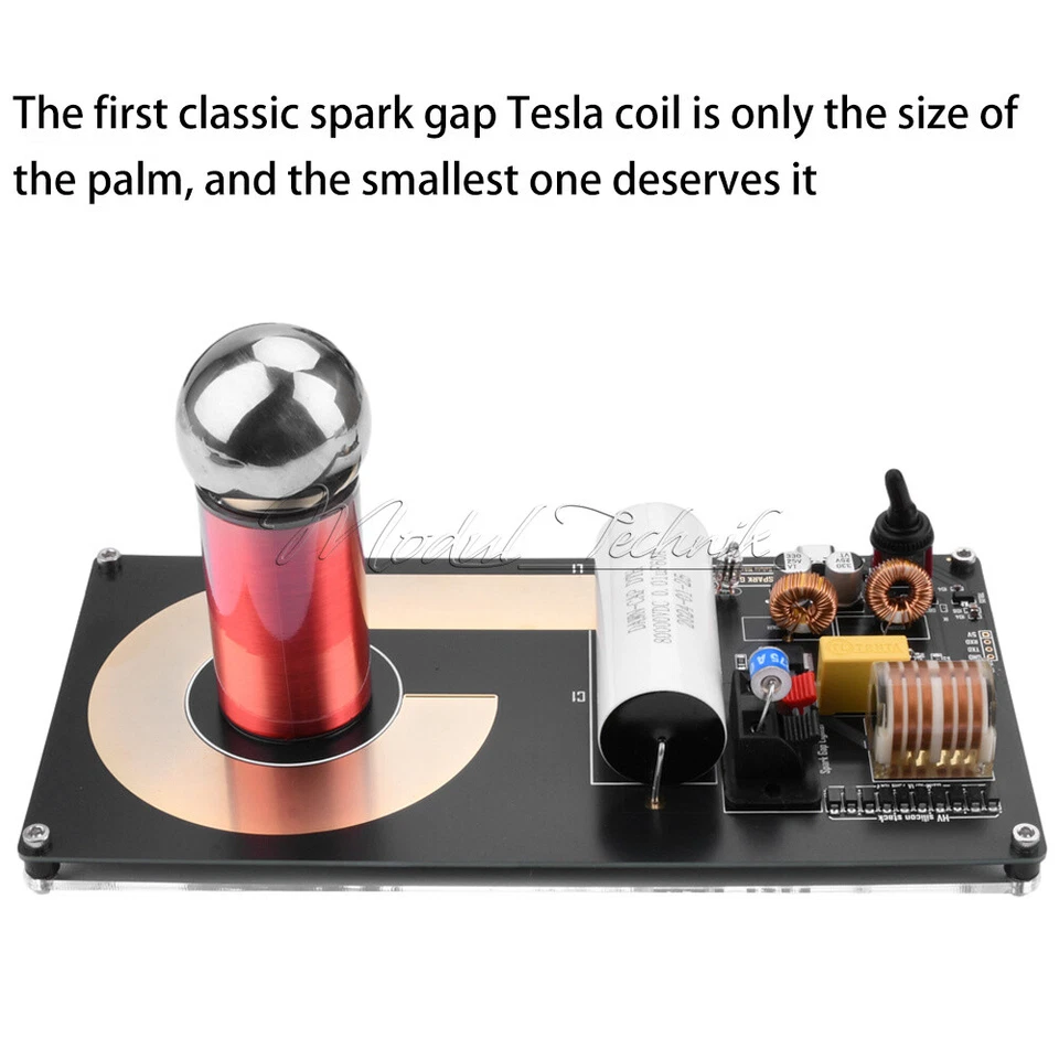 Mini Classic Gap Spark Tesla Coil Artificial Lightning Generator Arc Fountain - Bild 4 von 4
