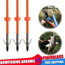 32” Bowfishing Arrows Fiberglass Broadheads Archery Bow Fishing Hunting 3PCS