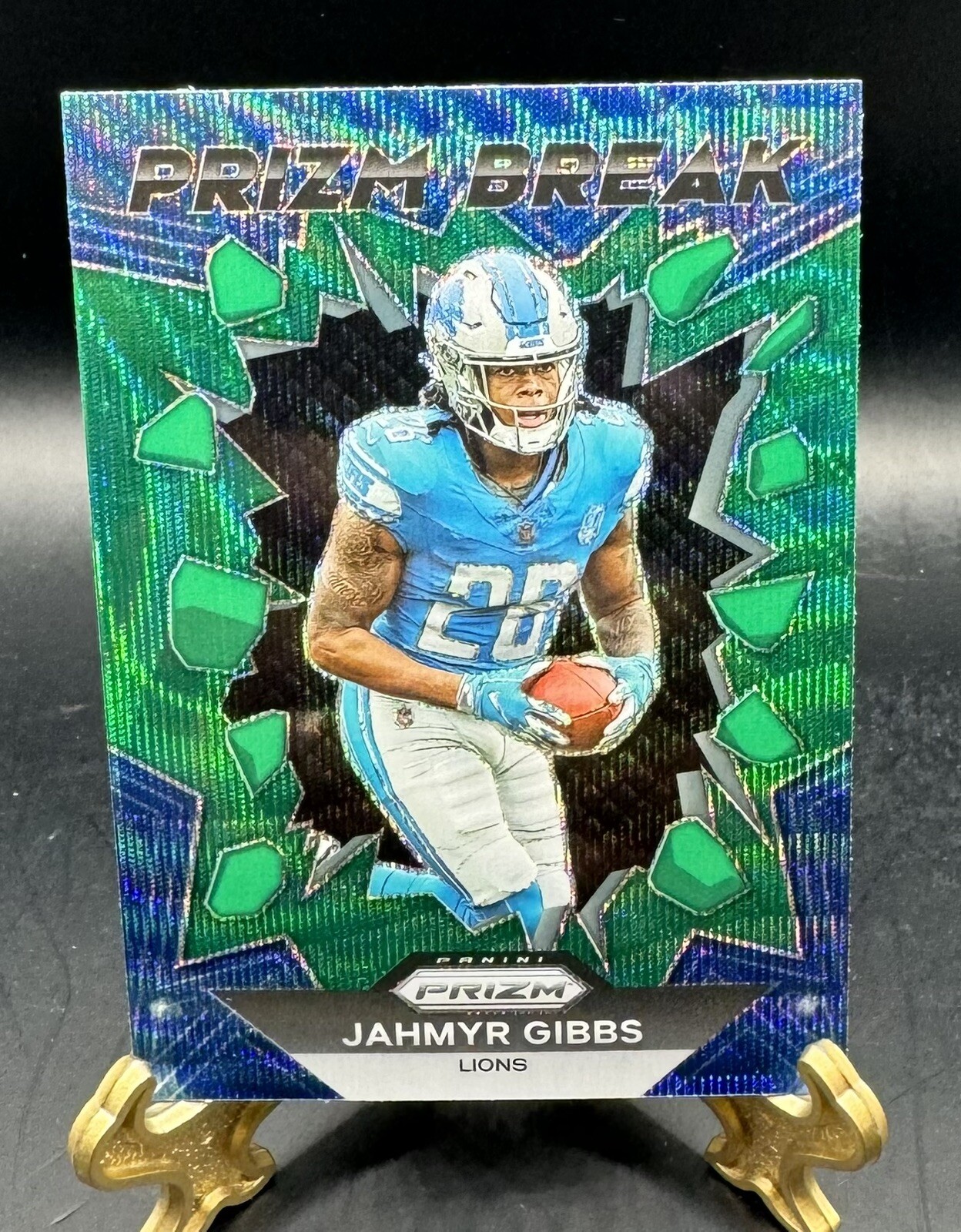 2023 Panini Prizm Prizm Break Insert Green Wave #PB-5 Jahmyr Gibbs Lions RC