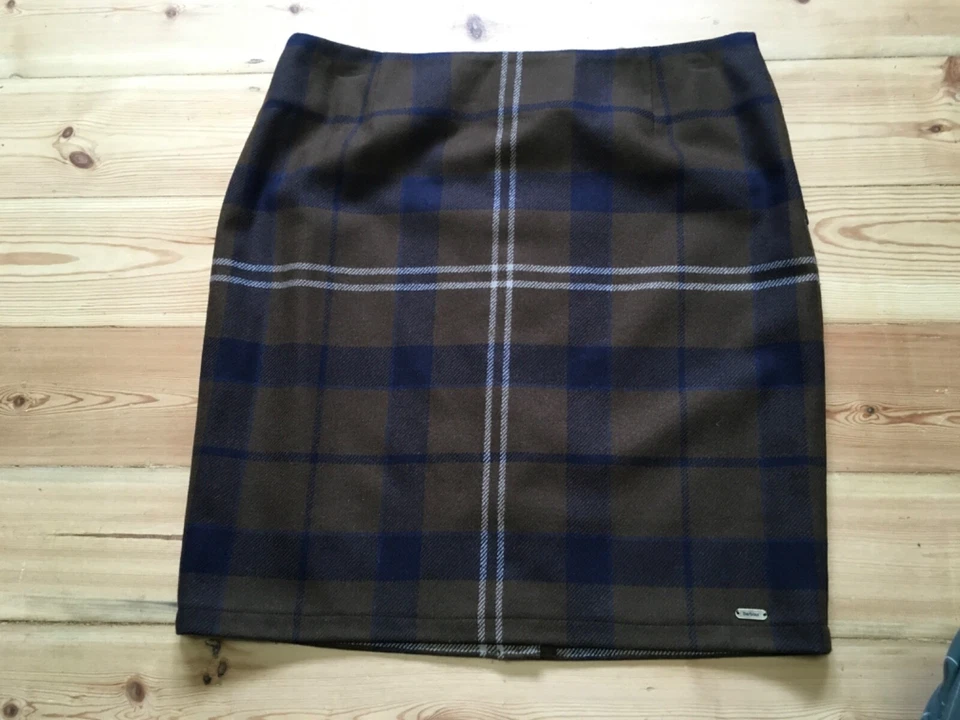 NWT Barbour Nebit pencil skirt brown navy check wool 18 - Image 4 of 4