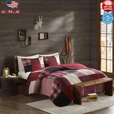 3 Piece Set  Reversible Quilt Set Lightweight Cotton Coverlet Cozy Bedding New