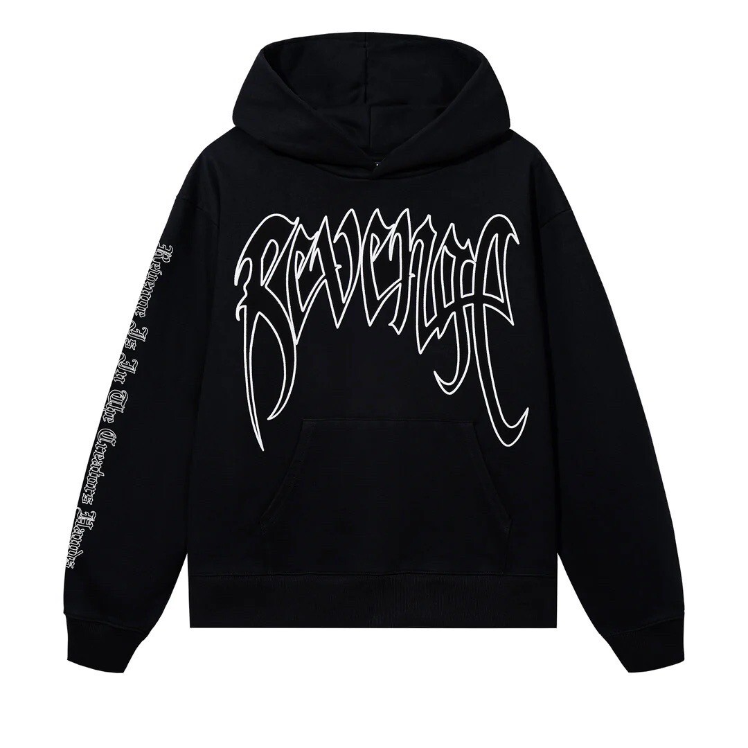 REVENGE KILL HOODIE BLACK WHITE OUTLINE XXXTENTACION SIZE MEDIUM