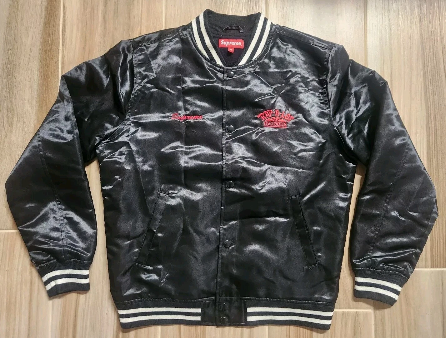 Veste club satin noir Supreme x Rap A Lot Records taille MOYENNE SS17