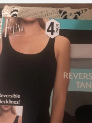 Felina Ladies' Reversible Tank, 3-pack Black, Medium 