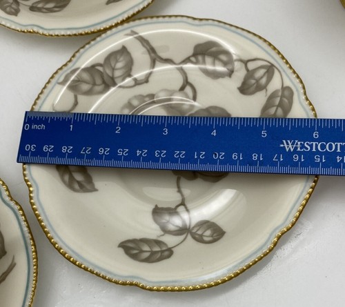 Set of 2 Castleton China GLORIA Teacups and Saucers Taupe Roses Blue Trim! - Picture 7 of 9