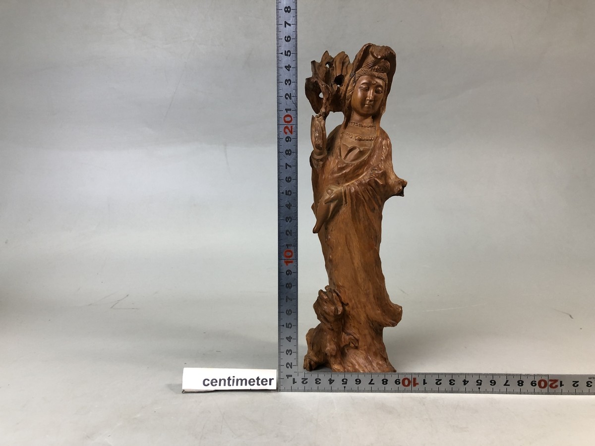 像 木彫 Y7582 STATUE wood carving Buddha figurine natural root tree Japan