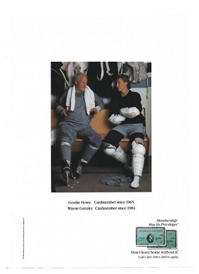 NHL Legends- Wayne Gretzky & Gordie Howe AMERICAN EXPRESS 1989 vintage print ad