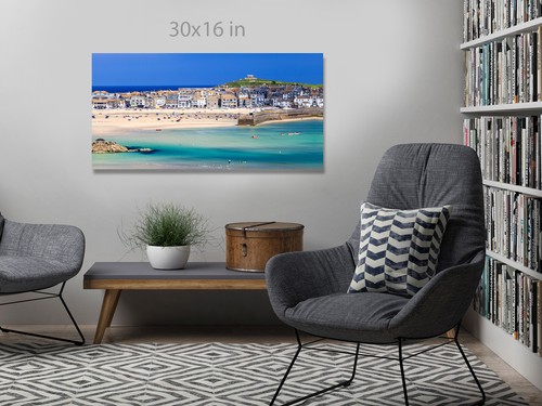 St Ives beach Cornwall Panoramic Canvas Wall Art Picture Print - Picture 3 of 4