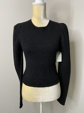 Tibi Womens Black Puff Sleeve Long Sleeve Swe...