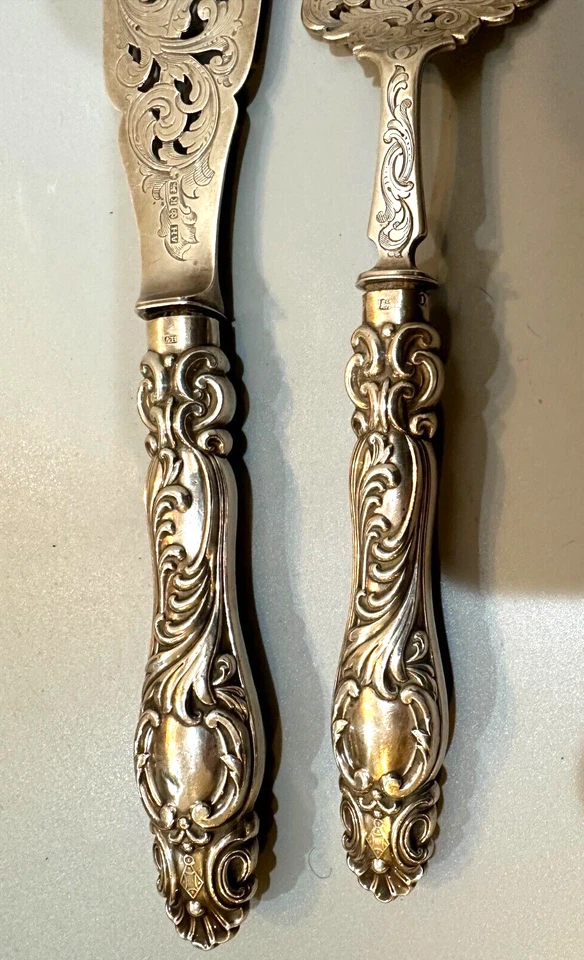 Cuchillo Inglaterra 318 gr tenedor de 10,5 pulgadas para servir pescado de plata esterlina de colección de 13,25 pulgadas Foto 4 de 4