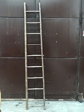 Antica scala contadina da appoggio in legno 9 pioli inizio 900 h 250 cm