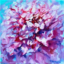 Oil painting ORIGINAL art Peony artwork small flower floral oil on canvas 8x8"
