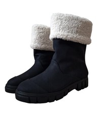 New Womens Chelsea Pull On Ladies Flat Ankle Boots Snug Shoes Black Narrow Fit