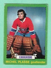 (1) MICHEL PLASSE 1973-74 O-PEE-CHEE # 252 CANADIENS ROOKIE MISCUT CARD (N2895). rookie card picture