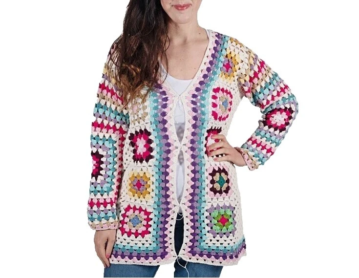 Suéteres para mujer multicolor Handmade Cardigan