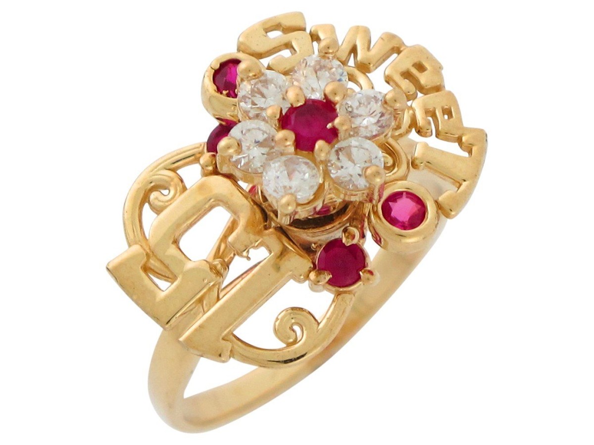 10k or 14k Gold Quinceanera Sweet 15 Motion Spinning Simulated