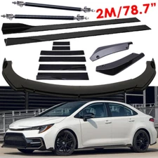 Front Bumper Lip+Splitter 78.7"+Side Skirt Strut Rods Body For Toyota Corolla
