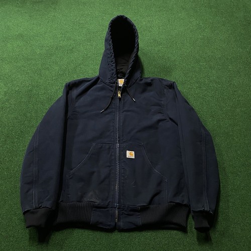 Vintage Carhartt Jacke Herren S blau Duck Canvas gesteppt gefüttert Kapuze Arbeitsmantel