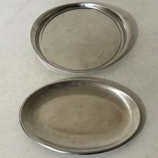Set of 2 Cultura Mid Century 14.5” Oval 13” Round Serving Platters Stainless