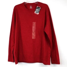 Members Mark Luxe Brushed Crew Men's XL Red Sueded Long Sleeve Casual Golf