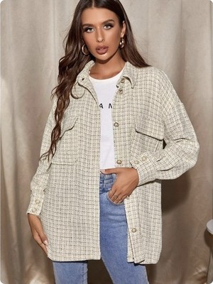 Overcoat Mit Plaid Mustern, Pattentasche, Tief Angesetzter Schulterpartie Gr. XS