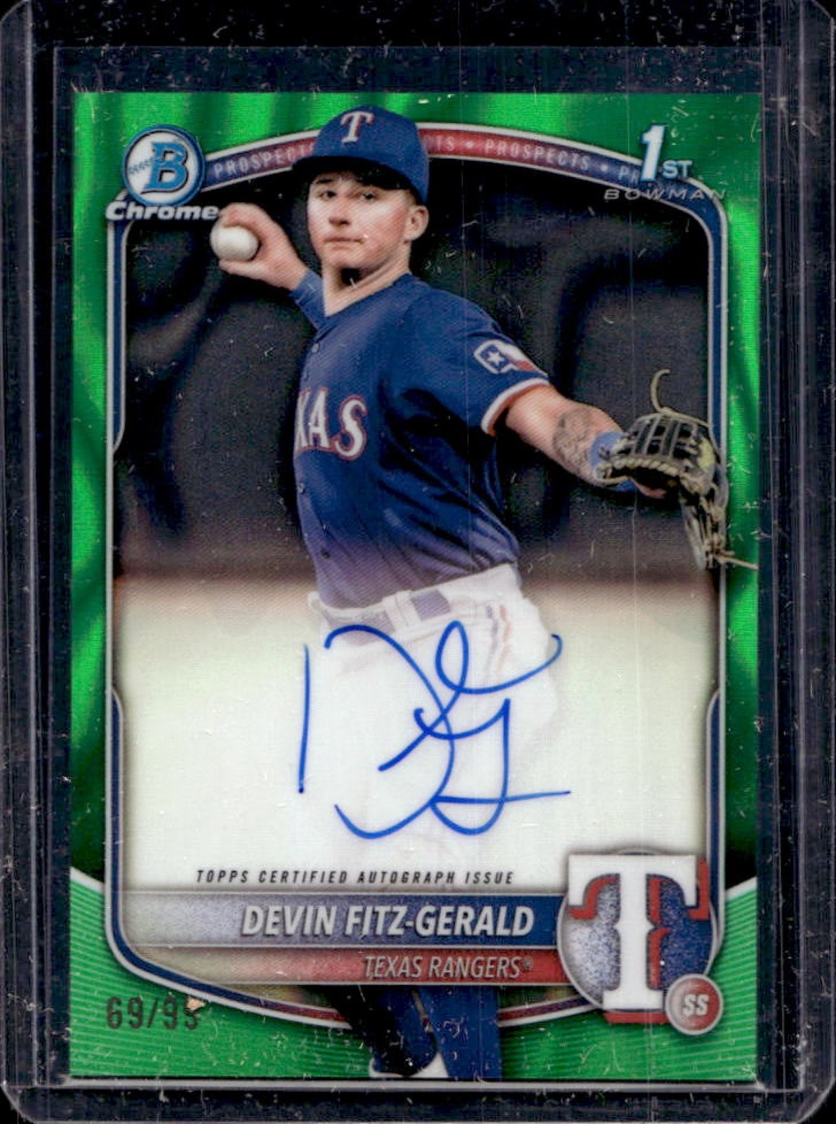 2025 Bowman Chrome Devin Fitz-Gerald Auto Green Lava Refractor 1st #69/99