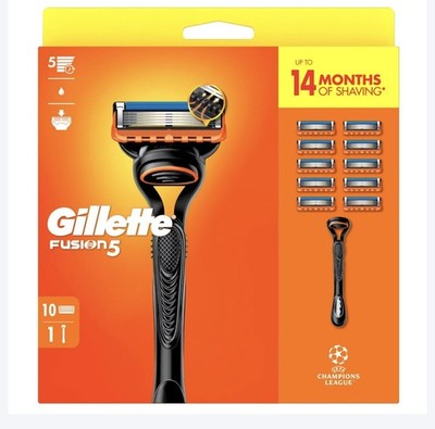 Gillette Fusion 5 Rasierer & 10 Klingen - Brandneu! Versand am selben Tag! 