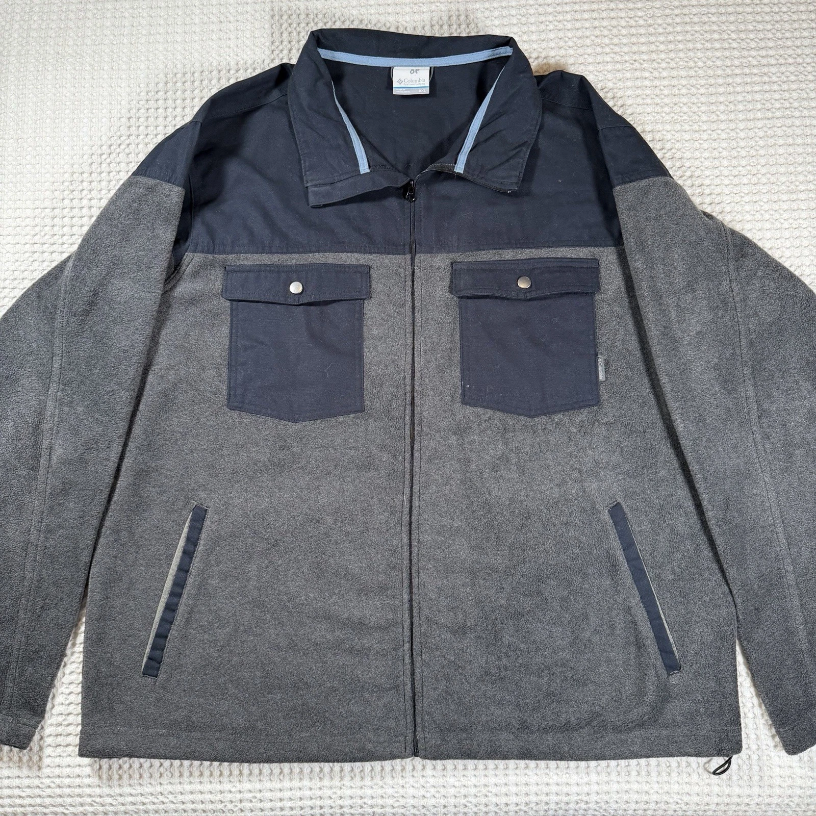 Columbia Sportswear Men’s Fleece Jacket XXL Gray Navy Full Zip Outdoor
