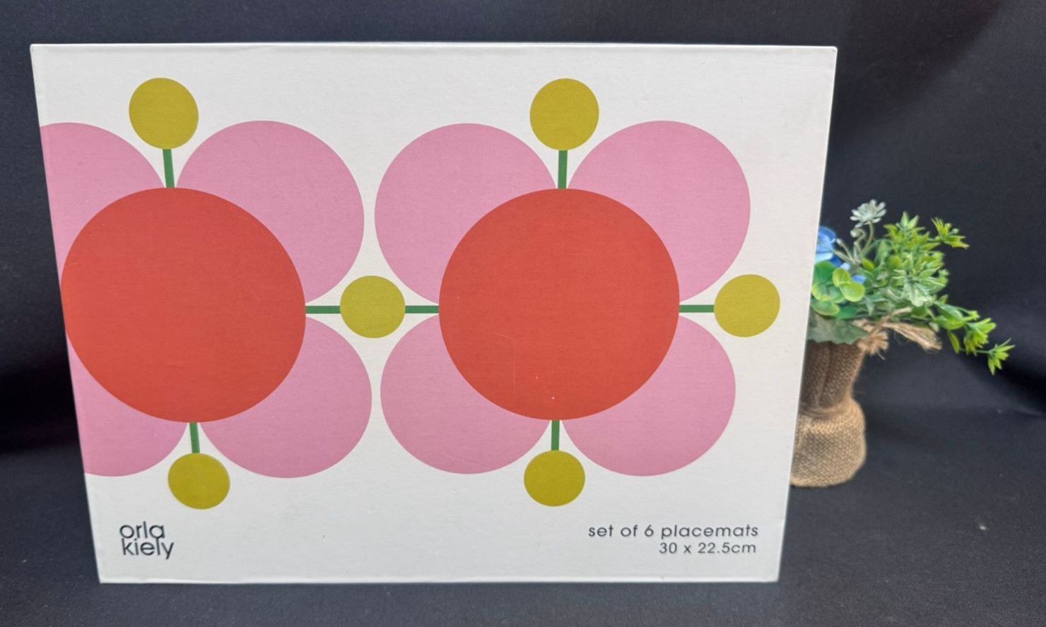 Orla Kiely Placemat OR Coaster Set Atomic Flower 6 Mixed Colours Cork Backed