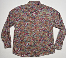 Alan Flusser Men's Shirt XL Vibrant Paisley Button Collar COLORFUL Loud Red
