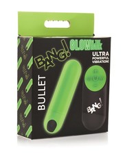 Glow in the Dark Bullet Vibrator with Remote Green USB Rechargeable Waterproof