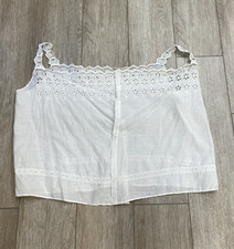 Antique Victorian white cotton corset cover tank top blouse with embroidery