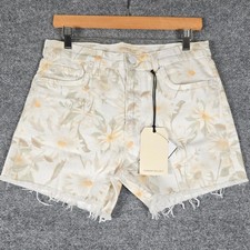CURRENT ELLIOTT The Escapade Mid Rise Floral Print Distressed Denim Shorts Sz 27