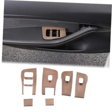 Car Door Window Glass Lift Button Panel Trim Cover Pear Wood Grain Pattern