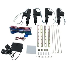 Universal 4PCS Car Power Door Lock Actuator Kit with 2 Remote Controls 12V 