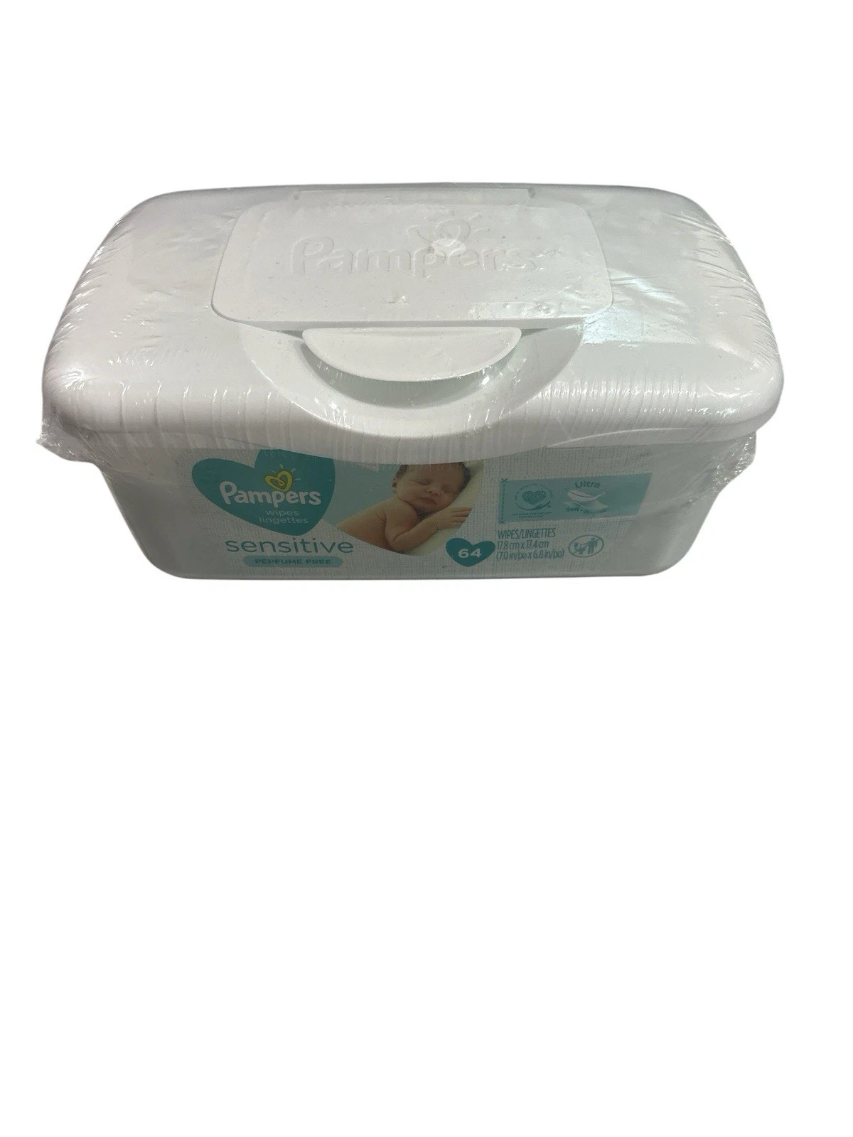 Pampers Sensitive Baby Wipes 64 Count Pop Up Container Refillable New SEALED