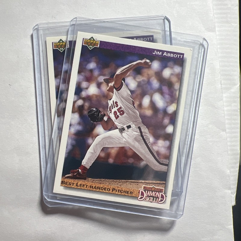 (2) 1992 Upper Deck Diamond Skills #642 Jim Abbott California Angels