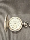 Antique 1883 Elgin HH Taylor Pocket Watch Runs Coin Silver Sterling Chain