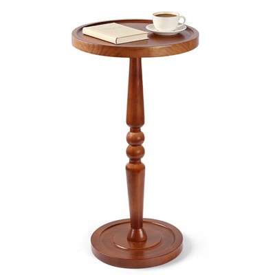 Small Side Table for Spaces, Rustic Circle End Small, Warm Brown 
