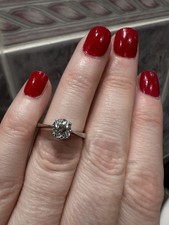 18ct White Gold 0.85ct Old Mine Cut Diamond Ring, Antique Engagement Ring