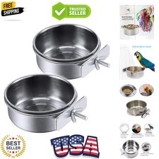 Parrot Feeding Cups Birds Food Dish Stainless Steel Parrot Feeders Water Cage...