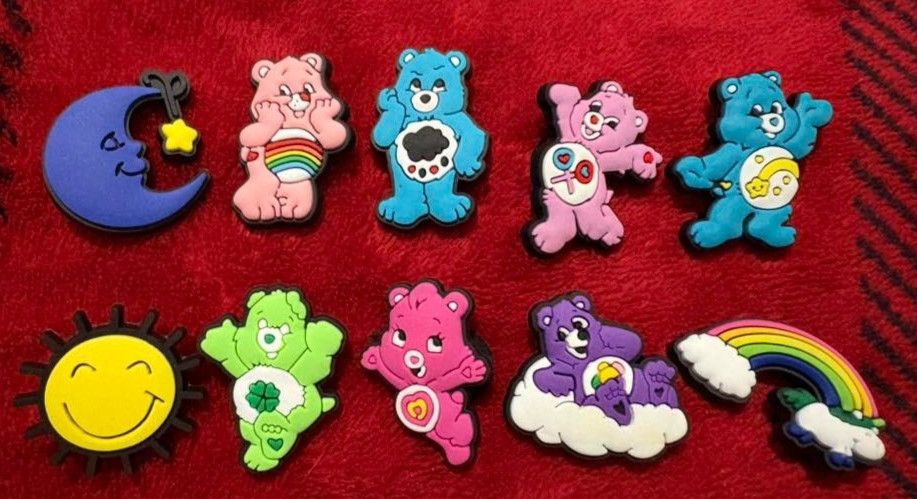 CARE BEARS 10pc shoe charms - fits crocs - FREE SHIPPING - CB2