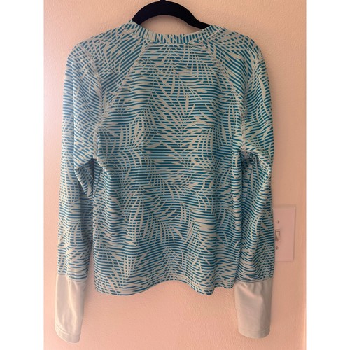 Athleta Girls swim rash guard in turquoise palm, XXL / 16 - Picture 3 of 4