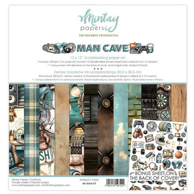 Mintay Man Cave 12'' x 12'' Scrapbooking Double Sided Paper Set