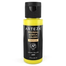 ARTEZA Acrylic Pouring Paint, 2oz (60 ml), Lemon Yellow High Flow Acrylic