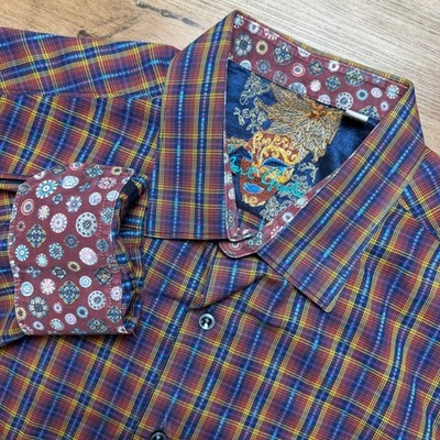 Robert Graham Button Down Shirt Mens 3XL Multicolor Plaid Long Sleeve Flip Cuff